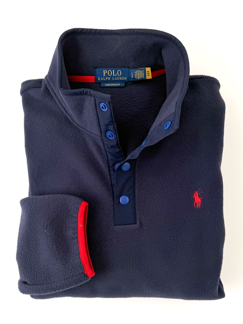 New Polo Ralph Lauren Fleece Pullover Quarter Button Up Navy Mens L - Picture 4 of 12